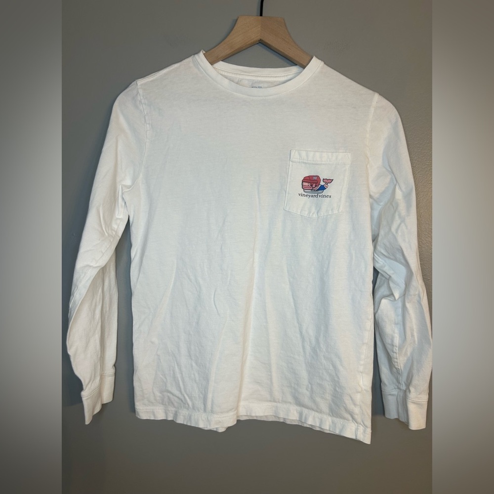 Vineyard Vines Boy’s White Ice Hockey Long Sleeve T-Shirt, Size Large (16)